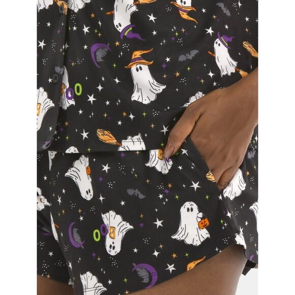 Womens Halloween GHOSTS Pajama 2 Piece Set Top & Shorts Large - Picture 4 of 8